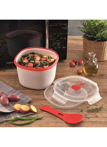 Microwave Rice &amp; Grain Cooker 2.7 Liter, 0% BPA &acirc;&euro;&ldquo; Use &amp; Reuse product, Made in Italy, 000849