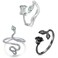 S925 Sterling Silver Platinum-plated Snake Rose Open Ring, Model: BSR199