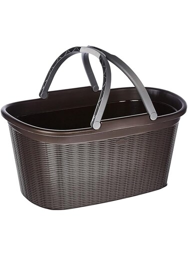 Stefanplast Elegance Laundry Basket With Handles, Plastic, Moka