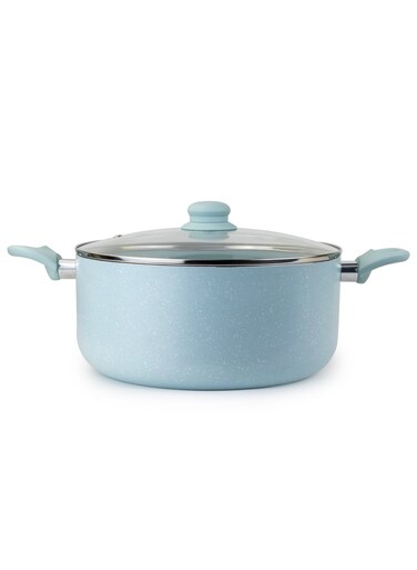 Oak Casserole with Lid and Marble Coating, Soft Touch Handle Stew Pot Suitable for Gas Electric Induction and Ceramic Stove Dutch Oven - 28cm &acirc;&euro;&ldquo; Blue