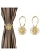Parlberd Magnetic Curtain Tiebacks, 2 PCS Rope Decorative Curtain Tie Backs Elegant Curtain Holders for Drapes Outdoor Window Treatment Holdbacks, No Drilling Drapery Holdbacks, Gold