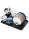 Single Tier Dish Rack with Drain Tray &amp; Utensil Holder T114611&acirc;&euro;&ldquo; Rust Resistant Iron Wire and Carbon Steel Dish Drainer, Space Saving Kitchen Organizer for Plates, Cups &amp; Bowls &acirc;&euro;&ldquo; Black 43x31x14cm