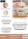 3 PCS Glass Lunch Box, Leak-Proof Bento-Style Food Container with Airtight Lid and Divided, Reusable Airtight Food Storage Box, Food Storage Containers for Microwave, Oven, Freezer and Dishwasher, Glass Meal Prep Containers for Storage/Food Container/Bento Lunch Box