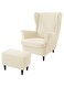 Stretch Wingback Chair Covers, Wingback Chair Cover + Seater Cushion Cover + Ottoman Cover, with Elastic Bottom,Beige