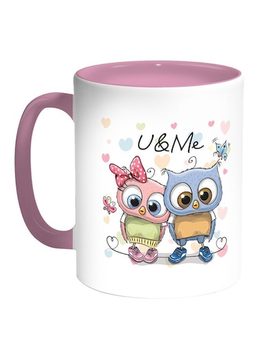 U &amp; Me Printed Coffee Mug White/Pink 11ounce