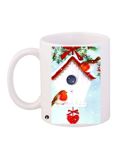 Bird Nest Printed Coffee Mug White/Red/Green