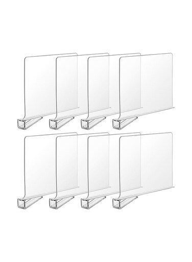 8 Pack Acrylic Shelf Dividers for Closet Wood Shelf Organizer Multi-Functional Wood Closet Separator for Storage and Organization in Bedroom No Installation Tools Required