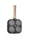 KRT tour 4 Hole Omelet Pan for Burger Eggs Ham Pancake Maker Wooden Handle Frying Pot Non-Stick Cooking Breakfast