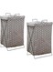 2 Pack Laundry Baskets,50L Foldable Freestanding Laundry Basket with Stainless Steel Frame,Laundry Hamper Bag with Handles,Washing Bin Clothes Bag Organizer Storage Wash Basket Hamper for Clothes Toys