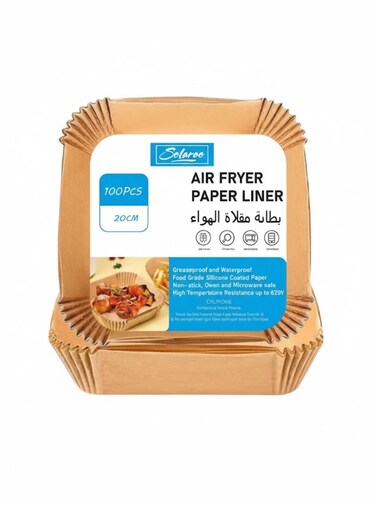100pcs Square Air Fryer Paper Liners &acirc;&euro;&ldquo; 20cm Non-Stick Disposable Parchment Paper for Baking &amp; Roasting