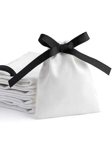 20Pcs Jewelry Pouch, Azonee Luxury Suede Small Drawstring Packaging Bag Jewelry Pouch for Rings, Necklace, Bracelet, Headphone Bag, Microfiber Bundle Mouth Velvet Bag with Black Ribbons (10x8cm)