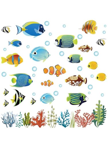 bpa Tropical Fish Wall Decals Under The Sea Wall Stickers Baby Nursery Kids Bedroom Bathroom Wall Decor