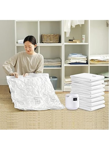 6Pcs Vacuum Storage Bags with Electric Pump Space Saver Sealer Compression Bags for Comforter and Blankets Jumbo Vacuum Seal Bags for Clothing Bedding Blankets Comforters Pillows (L)