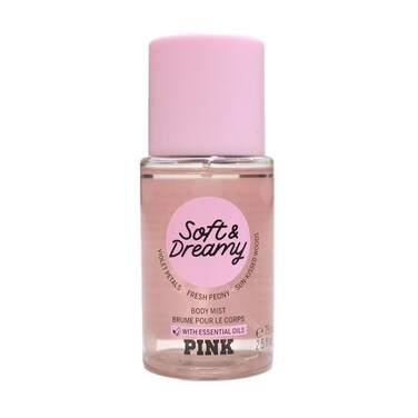 Victoria's Secret Pink Soft &amp; Dreamy Scented Fragrance Body Mist 2.5 Fluid Ounce Spray With Essential Oils