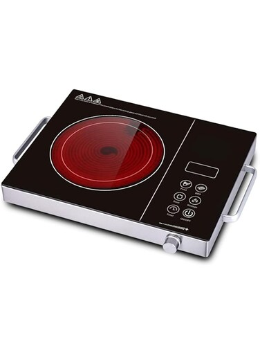 SYXUMLKLS Portable Infrared Burner 3500W Electric Burner with Timer-Electric Hot Plate Touch Control Panel Adjustable Heating Power Glass Plate Electric Cooktop for Cooking