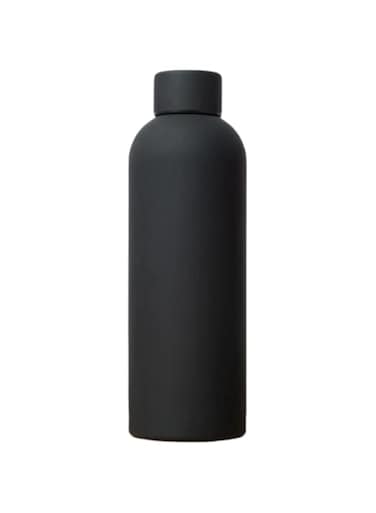 SuperGeneriX 500ml Matte Finish Stainless Steel Water Bottle   Vacuum Insulated Travel Bottle   Hot &amp; Cold Water Bottle   Smooth Rubber Finish Water Bottle   (Black)