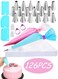 Pcs Cake Decorating Kit with 100 Anti Burst Piping Bags 18 Tips 1 Reusable Pastry Bag 3 Scrapers 2 Couplers 2 Ties Perfect for Home Baking Eid Parties Birthdays Weddings Bakery DIY