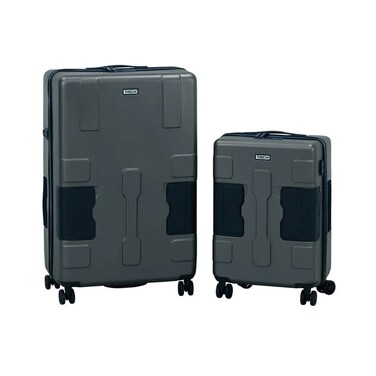 TACH Connectable 2 Pcs Luggage Set   20" &amp; 28" Spinner Luggage with TSA Locks   Hard Shell  Patented Built-In Connecting System Easily Links 6 Bags - Grey