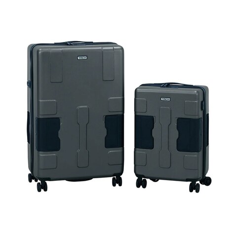 TACH Connectable 2 Pcs Luggage Set   20&quot; &amp; 28&quot; Spinner Luggage with TSA Locks   Hard Shell  Patented Built-In Connecting System Easily Links 6 Bags - Grey