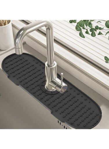 Sink Faucet Mat Drains Fast High Grade, Sink Splashing Guard Versatility Easy to Clean, Draining Pad Faucet 14x37cm, Water Catcher Mat for Kitchen Bathroom Clearance #, Black
