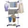 4 Tier Clothes Drying Rack W/Casters, Foldable Steel Laundry Dryer Hanger Rack for Clothes, Movable Drying Rack for Indoor Outdoor Bedroom Balcony