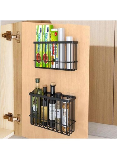 Pieces Kitchen Door Storage Box,Adhesive Wall Mounted Storage Box,Cabinets/Bathrooms/Refrigerators Sundries Organization Box (Black)