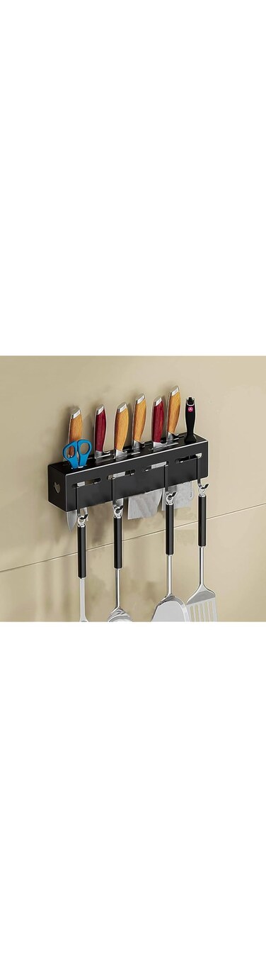 Broom Holder kitchen shelf stainless steel Wall Mount Knife Holder Spatula Ladle Hanging Hook Storage Rack High Grade Metal Multi Porpose (30x5.5x7.4cm) (30cm)