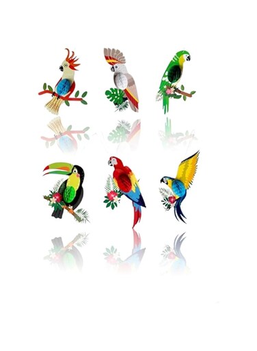Tropical Birds Honeycomb Cutouts - Pack of 6   Vibrant Luau, Rainforest, Jungle, Tiki Party Decorations   Exotic Luau D&eacute;cor Essentials