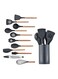 11-Piece Silicone Wooden Handle Kitchen Utensil Set With Holder Grey/Brown One Size