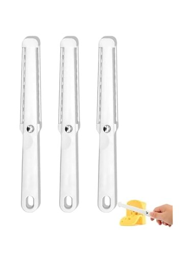 3Pcs Cheese Slicer, Cheese Cutter with Soft Handle, Portable Block Cheese Slicer, White Cheese Wire, Kitchen Gadgets, Multifunctional Butter Curler Tool for Hard and Semi-Hard Cheese Butter Chocolate