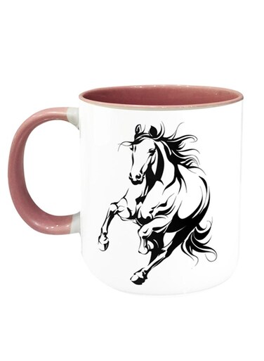 Horse Printed Coffee Mug White/Pink/Black