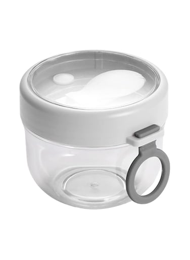 Overnight Oats Container with Lid, Mason Overnight Oats Jar, Portable Leakproof Plastic Cereal Cup Yogurt Breakfast On-the-Go Cup Oatmeal Jar Snack Container for Food Storage (White)