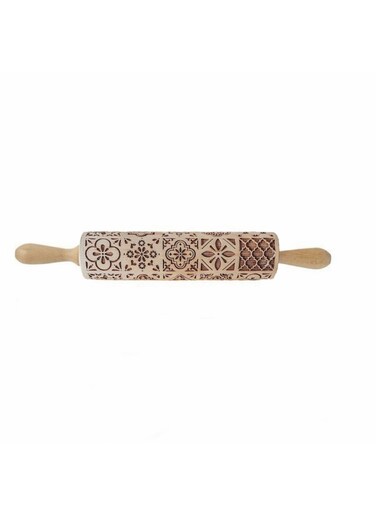 patterned embossed beech rolling pin