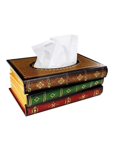 Creative Book-Shaped Wooden Tissue Box Brown 26x14.9x9.8cm
