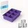 Silicone Ice Cube Tray 6 Portions &acirc;&euro;&ldquo; Flexible Easy Release Ice Mold for Cocktails &amp; Drinks   Reusable Food-Grade Ice Maker Tray for Freezer, Water, Juice &amp; Whiskey, Purple