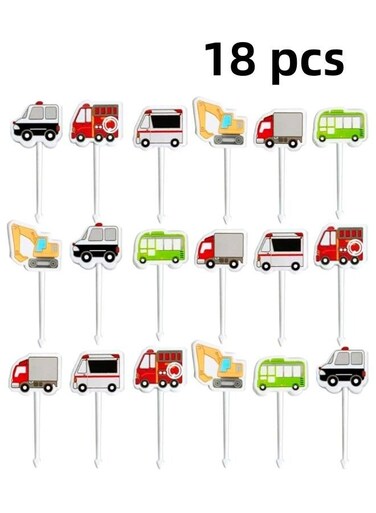 Food Picks for Kids &acirc;&euro;&ldquo; 18-pcs Transport Vehicle Food Bento Picks Lunch Box Decoration for Kids and Toddlers &acirc;&euro;&ldquo; Automobile Bento Deco Children Toothpicks Set &acirc;&euro;&ldquo; Cars Party Food Picks Set