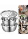 Grater Strainer Sieve Basin Washing Bowl Set Vegetable Cutter Stainless Steel Kitchen Tool for Knead Dough Salad Silver 26x26x26cm
