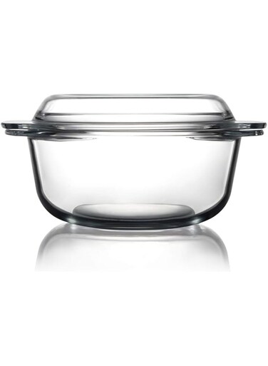 ZYER Round Glass Casserole Dish With Lid for Oven Covered Glass Casseroles Ovenware with Glass Lid, Glass Microwavable Bowls (1.5L)