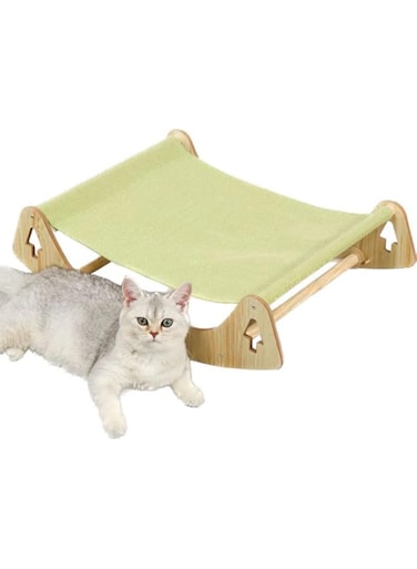 COOLBABY Cat Bed Pet Bed,Pet Shaker,Anti-slip Mat Design,Washable Breathable Cloth Pad,Solid Wood Cat Bed,for Little Cat and Little Dog,Green