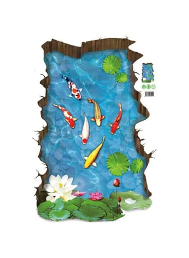 BPA Floor Sticker 3D Stereo Fish Pool Home Decoration for Bathroom Living Room Pond Wall Stickers
