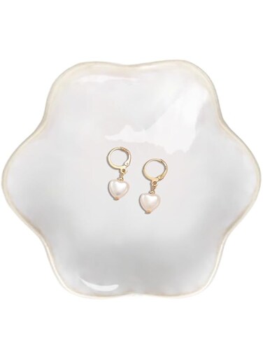 Binoster Ceramic jewelry dish,leaf jewelry tray key tray,jewelry holder,small ring dish holder Jewelry Plate trinket tray catchall tray nightstand decor for entryway table room decor