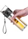 Incrizma Ceoon 13oz Double Wall Glass Water Bottle Tea and Water Separation Tea Bottle Mug Cup with Tea Infuser (Black)
