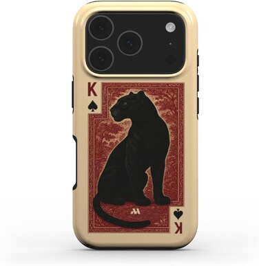 Mobcos iPhone 17 Pro Max Golden Panther Premium Case Compatible with Hybrid Dual-Layer Hard Shell + Silicone Protection - Scratch-Resistant Shockproof Mobile Cover