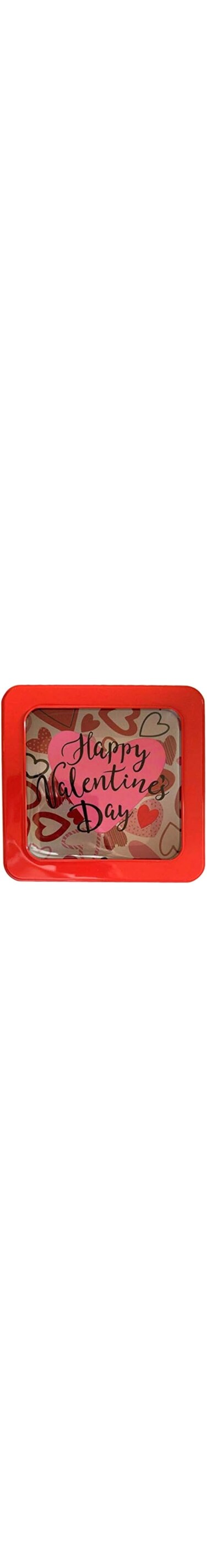 GulfDealz Square Shape Happy Valentine&rsquo;s Day Gift Box with Separate Lid, Window Tin &ndash; Red (10 x 10 Inches)