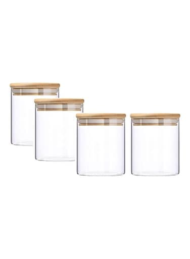 4-Piece Food Storage Glass Containers Clear 10cm