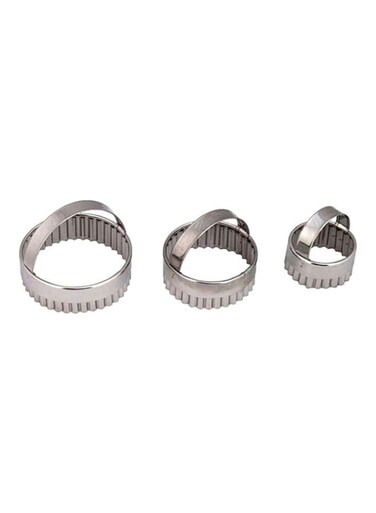 3-Piece Biscuit Cutters With Handle Silver 12.95x11.17x3.8cm