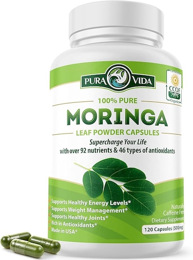 PURA VIDA MORINGA Capsules Single Origin Moringa Powder Organic. Moringa Leaf. Energy, Metabolism, &amp; Immune Support. 120ct. 500mg Caps.