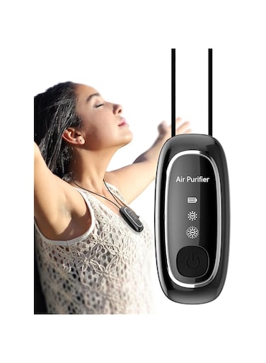 TERRIFI Personal Air Purifier, A10 Portable Necklace Ionizer with Two Gears of Negative Ions Generator, Wearable Air Purifier for Travel, Airplane, Office, Home, Compact and Lightweight (Black)