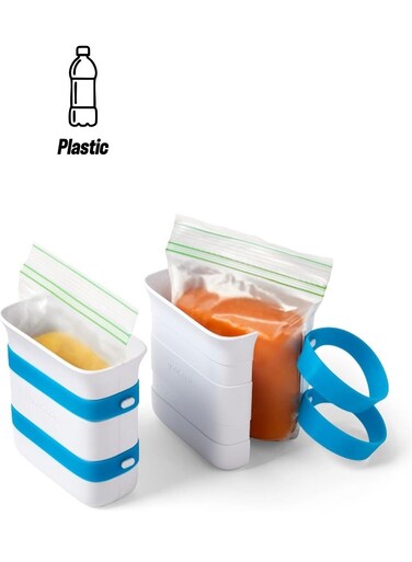FreezeUp Freezer Food Block Maker, 2 Cup, 2-Pack, Meal Prep Bag Container to Freeze Leftovers and Soup