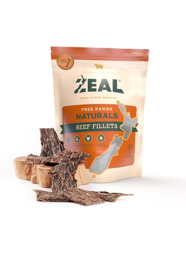 KIWI Zeal Free Range Naturals Beef Jerky Fillet Dog Treats, Brown, 125 Grams